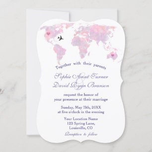 Destination Mariage Voyage Aquarelle Carte du mond