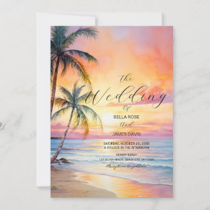 Destination Sunset Beach Wedding Invitation