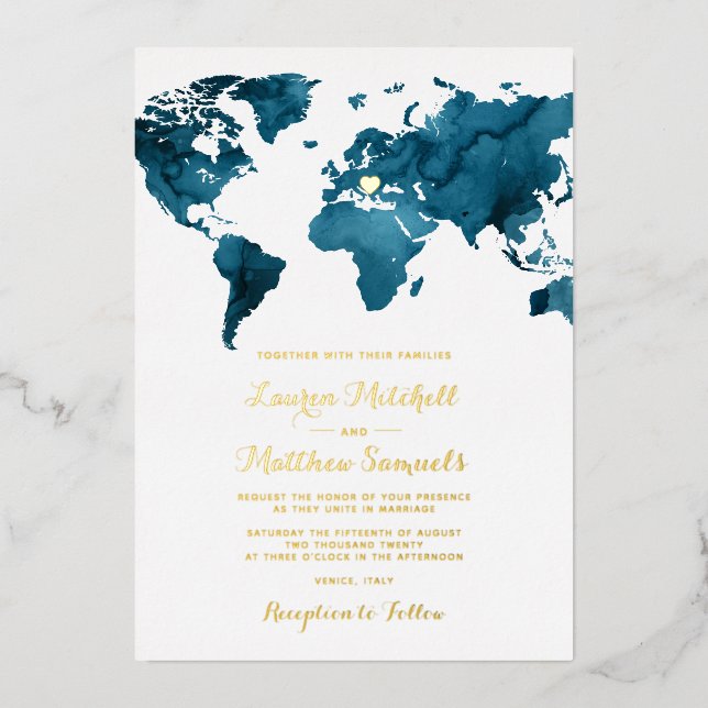 Destination Voyage Mariage Foil Invitation (Recto)