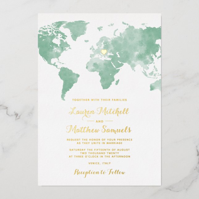 Destination Voyage Mariage Foil Invitation (Recto)