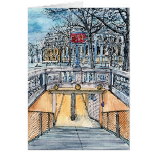 Destinations   Aquarelle Vintage entrée du métro