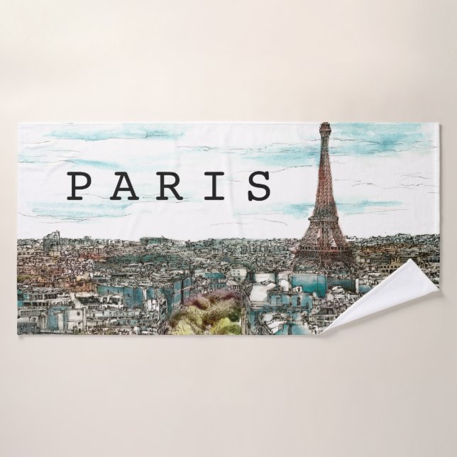 Destinations | Tour Eiffel Vintage à Paris (Serviette de bain)