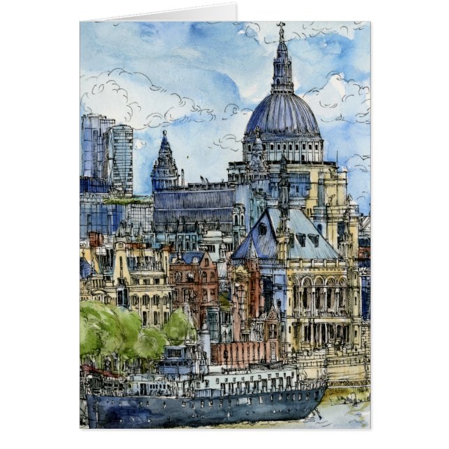 Destinations | Watercolor River Thames Waterfront (Devant)