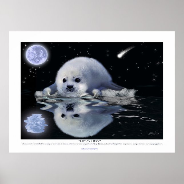 "Destiny" ~ HARP SEAL & MOON Art Poster (Devant)