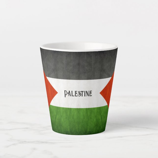 Destitué Grunge Palestine Drapeau Latte Mug (Devant)