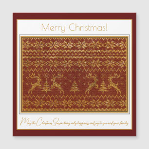 Détail de pull tricoté de Noël avec cerfs et arbre