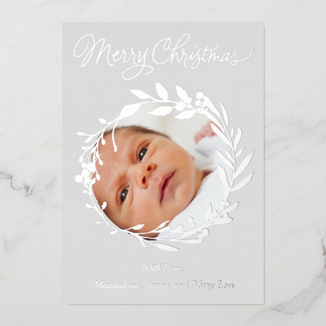 détails argent Joyeux Noël Foil Carte de vacances (Recto)