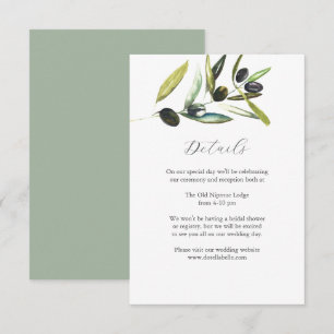 Détails Carte Mariage Boîtier Aquarelle Olive