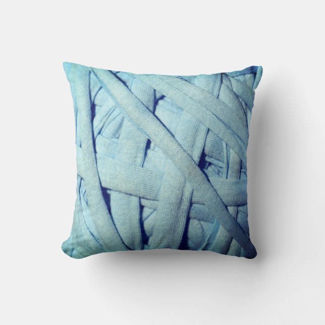 Détails de fil bleu Lignes Texture Coussin Oreille (Recto)