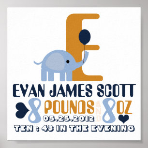 Détails de la date de naissance du bébé; Poster d'