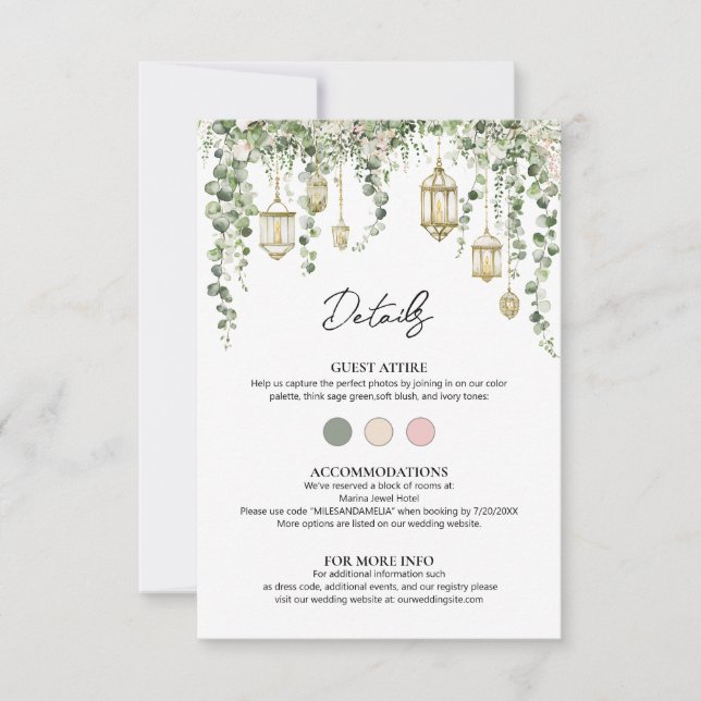 Détails de Lanterne Eucalyptus Vert Sauge et Blush (Devant)