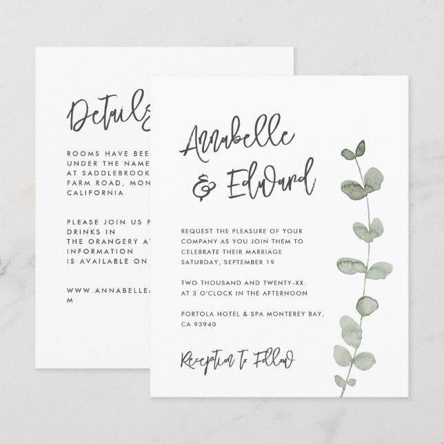 Détails de l'eucalyptus du Mariage budgétaire, inv (Devant / Derrière)