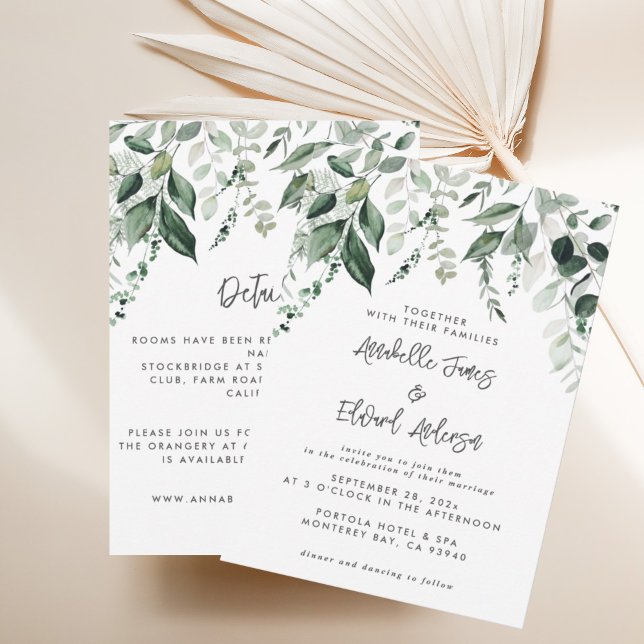 Détails de l'eucalyptus Mariage budget, invitation (Créateur téléchargé)