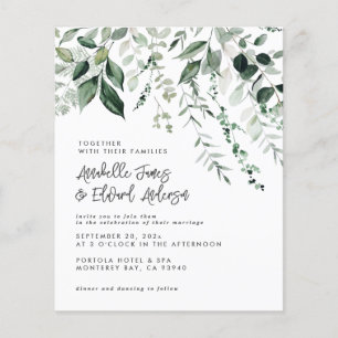 Détails de l'eucalyptus Mariage budget, invitation