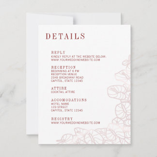 Détails de mariage Anthurium et carte de réponse i