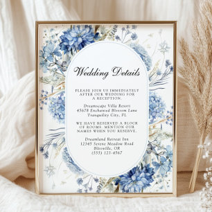Détails de mariage aux hortensias bleu poussiéreux