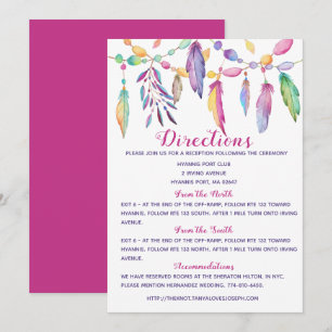 Détails de mariage boho Plumes Violet Invitation i