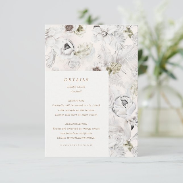 détails de mariage floral argent romantique carte  (Debout devant)