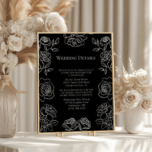 Détails de mariage Rose Noir et Blanc Floral Moder