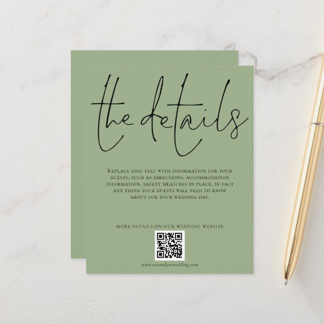 Détails du Mariage budgétaire Code QR Code Sage En (Devant/Arrière en situation)