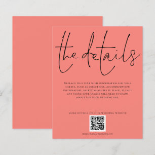 Détails du Mariage budgétaire Code QR Rose corail