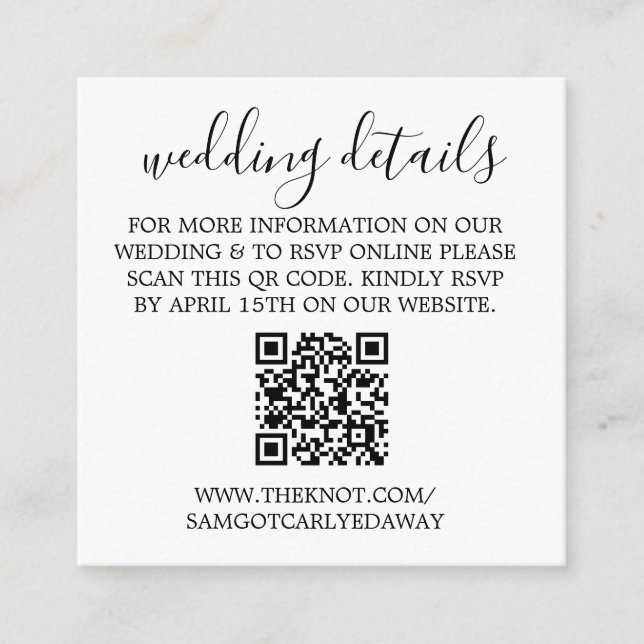 Détails du mariage Carte de boîtier QR Code avec p (Devant)