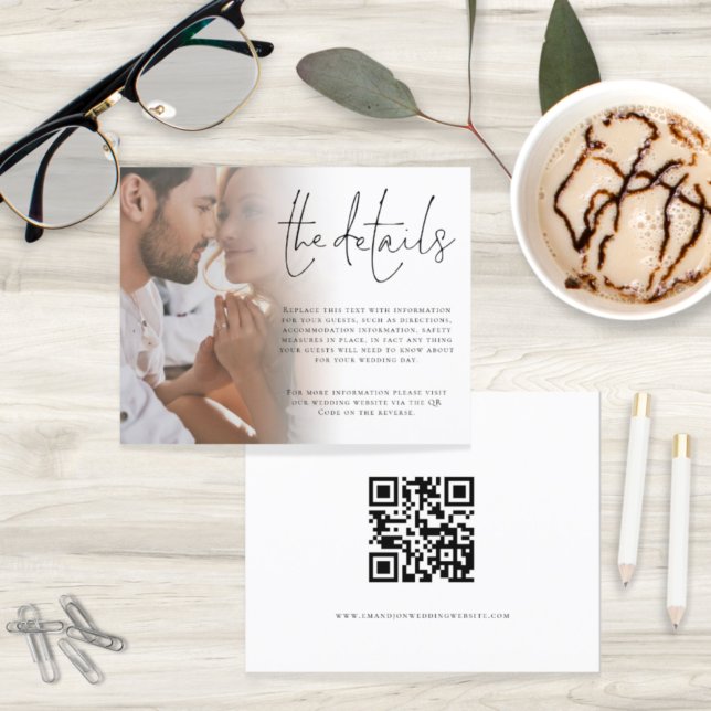 Détails du Mariage de code QR de la photo budgétai (Front and back view. Budget price alternative)