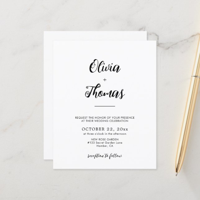 Détails du Mariage de script BUDGET Qr Code et inv (Devant/Arrière en situation)
