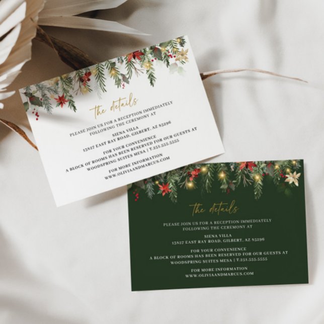 Détails du mariage d'hiver de Noël Carte de clôtur (Details Card 2 Colors)