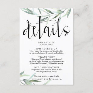 Détails du Mariage Eucalyptus Carte Rustique