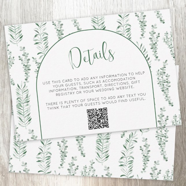 Détails du Mariage Eucalyptus Greenery Carte QR Co (Créateur téléchargé)