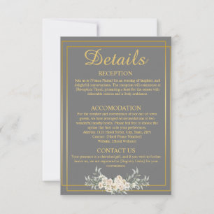 Détails du Mariage gris et or Carte de boîtier