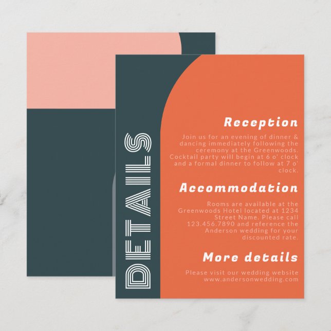 Détails du Mariage rétro Arch super | Bright Orang (Devant / Derrière)