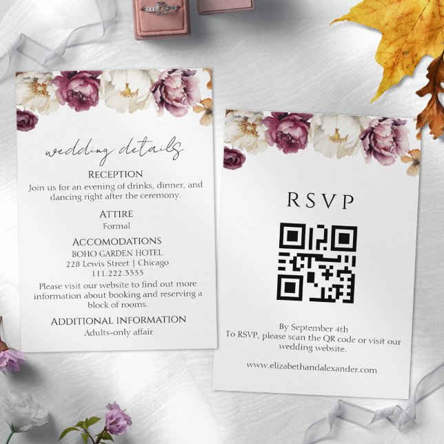 Détails du mariage | RSVP | Carte de boîtier de co (Créateur téléchargé)