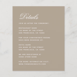 Détails du mariage Taupe Carte de boîtier budget s