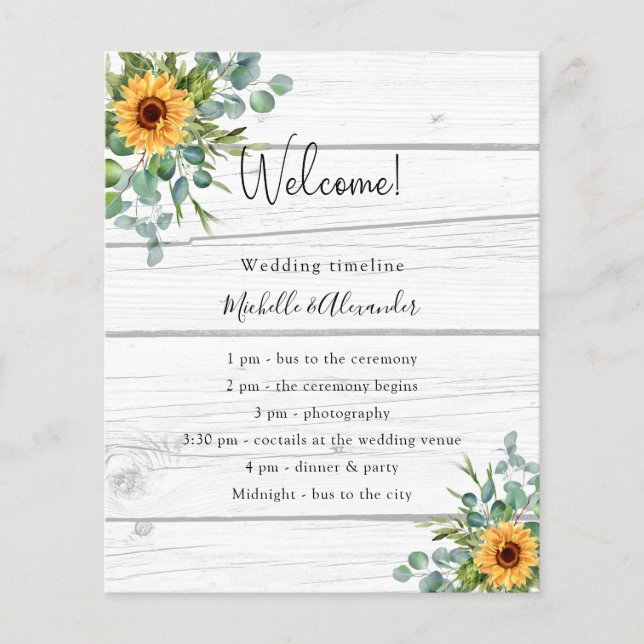 Détails du programme de mariage en bois d'eucalypt (Devant)