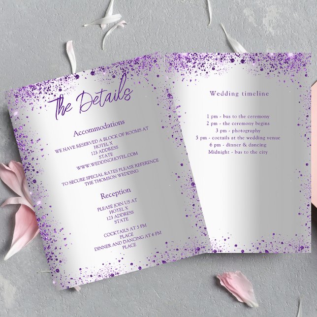 Détails du programme de mariage violet argenté (Créateur téléchargé)