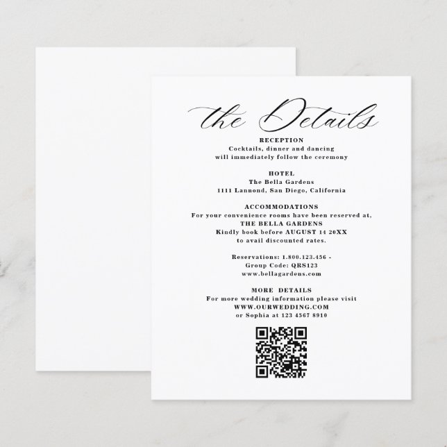Détails et cartes de boîtier Mariage de code QR (Devant / Derrière)