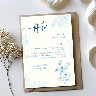 Détails Floral bleu et blanc Mariage et RSVP