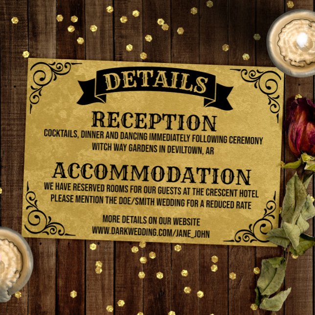 Détails gothiques vintages Mariage Carte de boîtie (Créateur téléchargé)