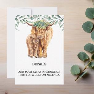 Détails Highland Cow Baby shower Invitation