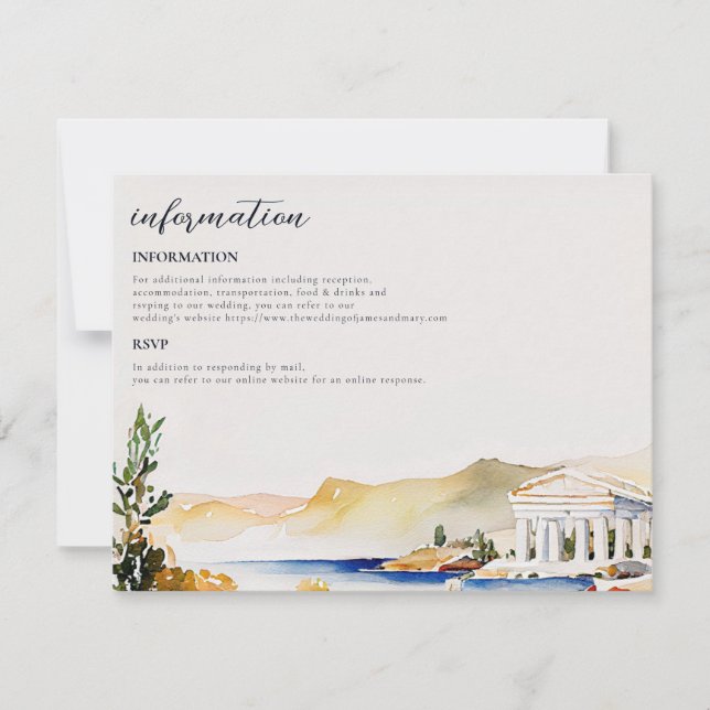 Détails/info du Mariage d'Athènes| invitation de l (Devant)
