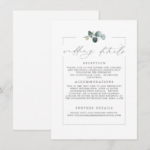 Détails mariage Eucalyptus Green Carte moderne