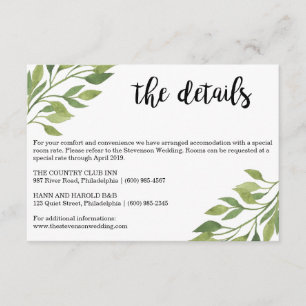 Détails mariage vert insérer carte botanique