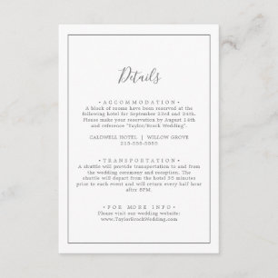 Détails minimaliste du Mariage d'argent Carte de b
