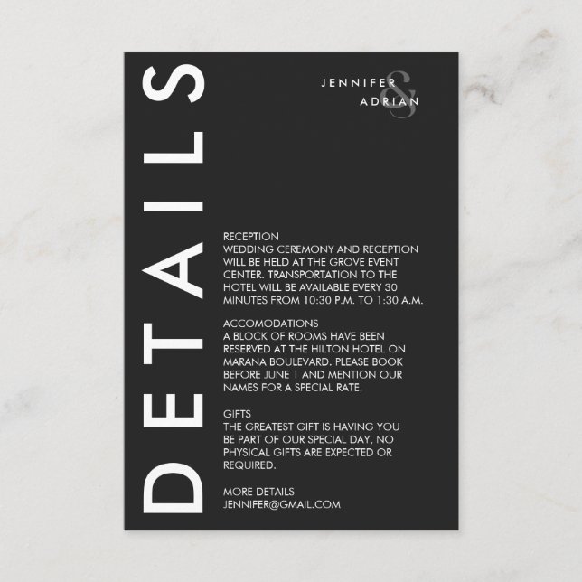 Détails minimaux du Mariage Invitation (Devant)