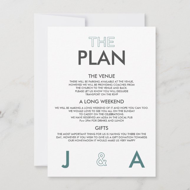 Détails minimaux du Mariage Invitation (Dos)