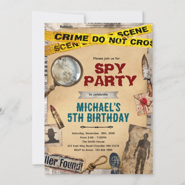 Detective Mystery Birthday Invitation (Devant)