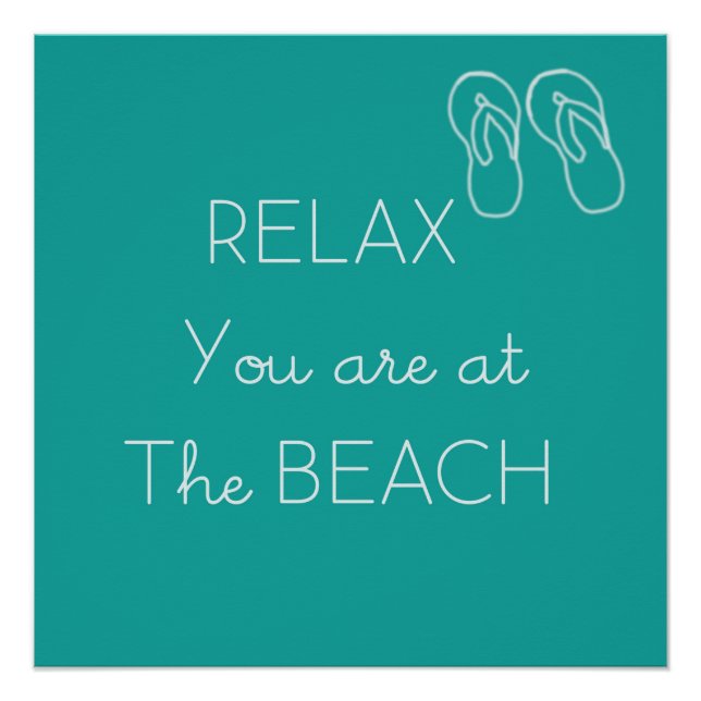 Détendez-vous au Beach Poster Aqua and White (Devant)