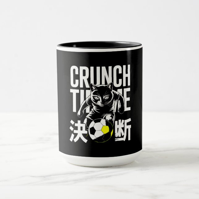 Determined Kawaii Soccer Cat Mug - Japanese Kanji (Centre)